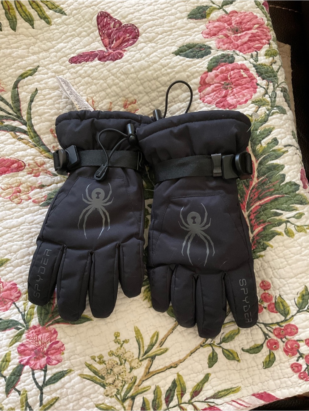 Spyder Black Insulated Ski Gloves with Logo